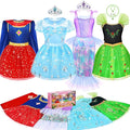 Princess Dress Up Clothes for Little Girls, 16 PCS Princess Toddler Dress Up Costumes, Kids' Dress Up Pretend Play Toys Gifts for Toddlers, Mermaid Dress Up Set with Accessories for Girls 3 4 5 6