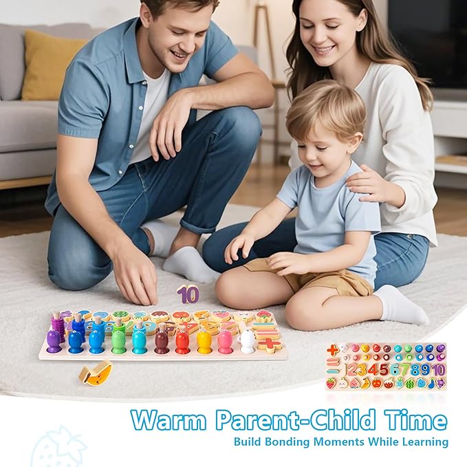 Learning Toys for Kids Includes Wooden Magnetic Fishing Game Shape Sorter Shapes Puzzle Counting Math That Combine Learning and Play Montessori Toys for 1 to 6-Year-Old Boys Girls Toddlers