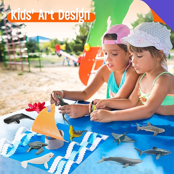 SpriteGru 12 Marine Animal Figurines for Kids, Plastic Animal Toys Tiny Portable Sea Creature Figures Playset Montessori Toy Educational Game for Homeschool Preschool Toddler Kids