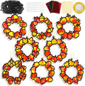 32 Sets Fall Thanksgiving Wreath Suncatchers Craft Kit DIY Window Stained Glass Effect autumn Wreath Paper Crafts Home School Classroom Decoration Kid Birthday Gift Creative Art Project Activity Game