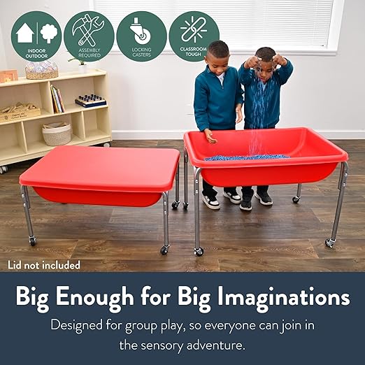 Children's Factory Medium Sensory Table – 24″ Height, Sandbox, Water Table for Kids, Red
