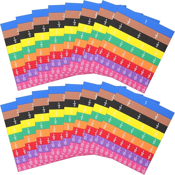 16 Sets Fraction Tiles Set for Math Classroom Fractions Manipulatives Math Learning Manipulatives for Home School Supplies