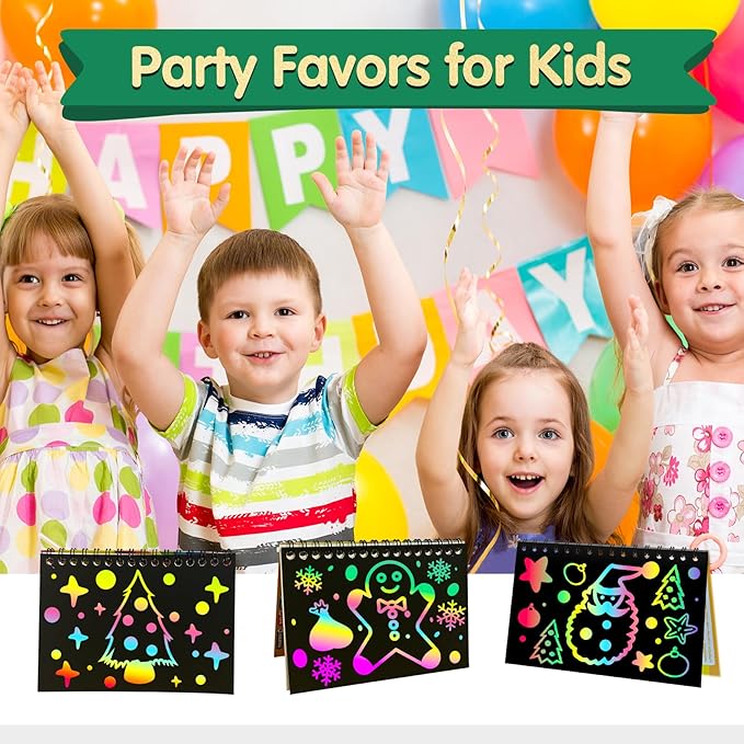 ZMLM Rainbow Scratch Party Favors Kids: Birthday Gifts Toy Bulk Scratch Art Notebook 24 Pack Birthday Goodie Bags Stuffers Girls Boys Art Craft Pads Classroom Prizes School Supplies Stocking Stuffers