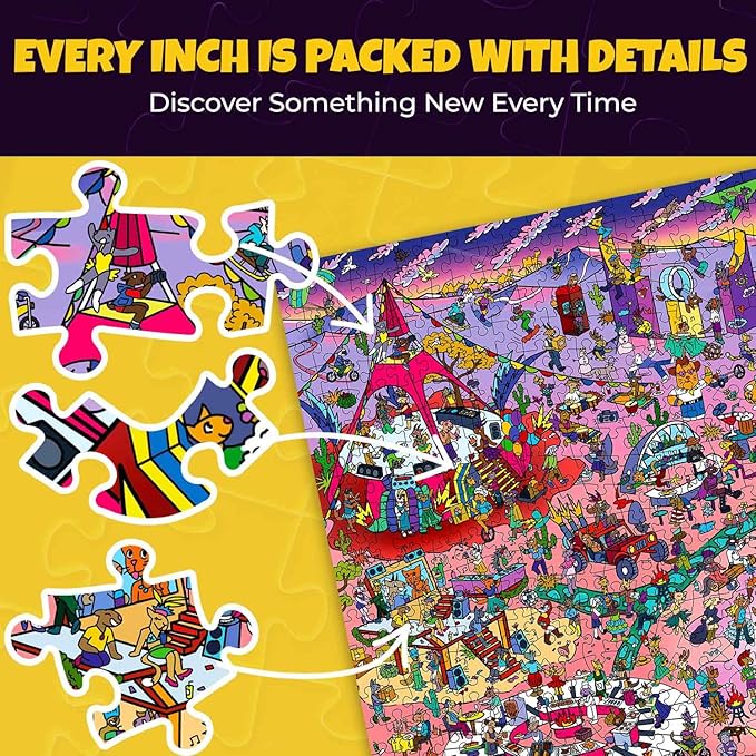 QUOKKA 1000 Piece Puzzle for Adults and Teens – Desert Whirl Adult Jigsaw Puzzles with Hidden Secrets & Audio Story – Detailed Visual Puzzle Game for Focus & Relaxation with Twist – FSC Certified Gift