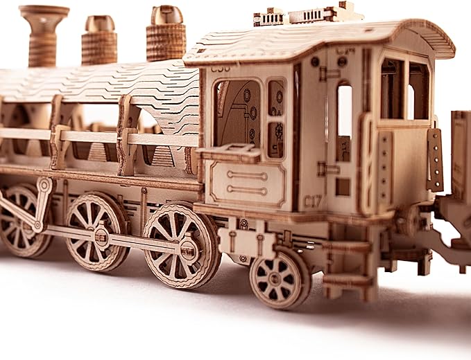 3D Wooden Puzzles, Wooden Puzzles Train for Adults and Teens, Educational Brain Teaser Assembly 3D Model Trains, Gifts for Christmas/Birthday（Luxury Steam Train）