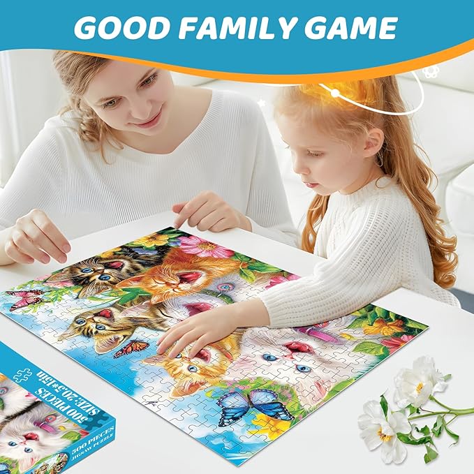 500 Piece Puzzles for Adults, Laughing Cats Large Piece Jigsaw Puzzle for Adults Kids Seniors,Recycled Cardboard Puzzle 500 Piece,Family Activity Great Gift for Family Friends 20.5 * 15 in