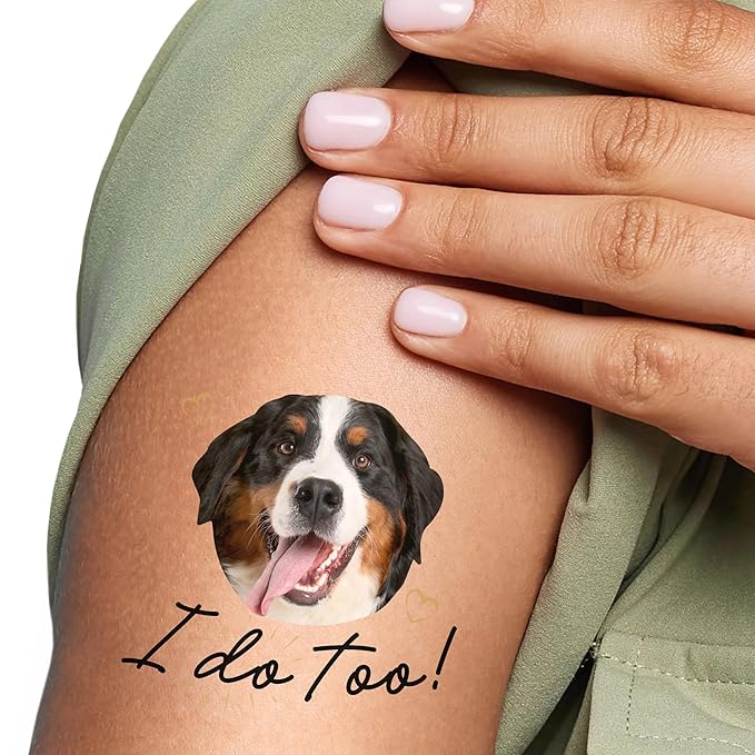 Big Dot of Happiness Custom Photo I Do Too - Pet Wedding Party Favors - Fun Face Temporary Tattoos - Set of 12