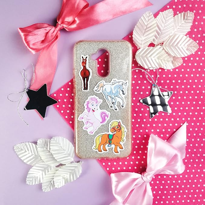 BulbaCraft 100Pcs Horse Stickers, Vinyl Horse Decals for Girls, Pony Party Favors, Gifts for Women & Men