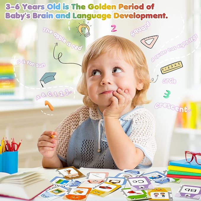 beiens Premium Talking Flash Cards for Toddlers 2-6 Years | Eco Friendly Child-Safe Materials | Award-Winning Speech Therapy Toys | Montessori ABC Learning System + Autism Sensory Development Tools