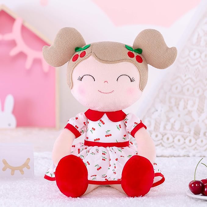 Gloveleya Baby Doll Girl Gifts Plush Toys Soft Dolls Baby Gifts Cherry Girl Red 14 Inches with Gift Box New…