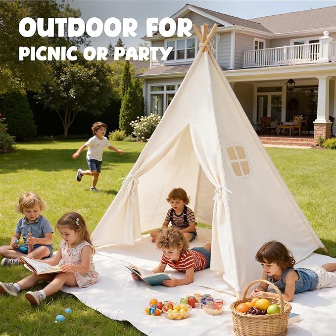 Kids Teepee Tent for Kids, Kid Play Tents for Girls & Boys, Gifts Playhouse for Indoor Outdoor Games, Toddler Toys House for Baby (Tee Pee for Child)