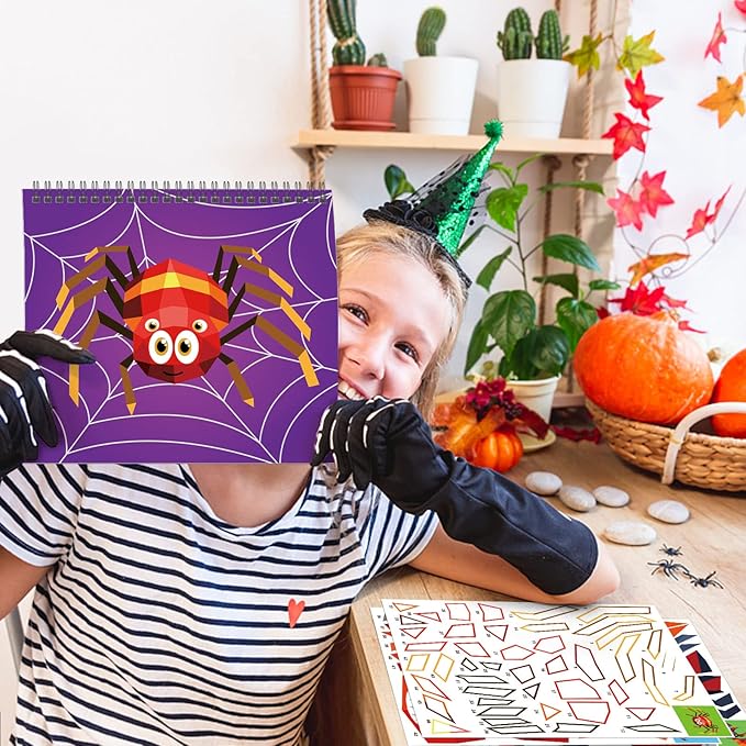 TBEEJ 2PCS Halloween Crafts for Kids Ages 4-8 Sticker Paint Books Includes Pumpkin Mummy Witch Monster and More Designs Gift Party Create 20 Pictures?Sticker Sheets are Separate?