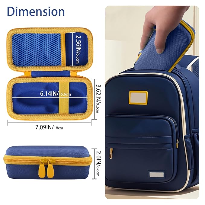 co2CREA Hard Case for 3Doodler Start+ Essentials (2024) 3D Pen Set - Storage Organizer with Custom Slots for Art Activity Set, Printing Filament Refill and USB Charger, Blue Case + Yellow Zipper
