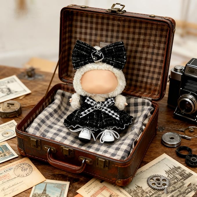 Clothes for LABUBU 17cm Doll (NO Doll)（NO Shoes, Outfit for LABUBU, Dress and Hairpin Set for LABUBU Dress Up, Fashion and Premium Dolls Accessories for LABUBU (Style M)
