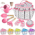 Kids Gardening Tool Set 18PCS Kids Toddler Gardening Set Includes Tote Bag Watering Can Apron Hat Rake Shovel Spoon Gloves Plant Pots and Labels, Outdoor Toys Gift for Boys Girls (Pink)