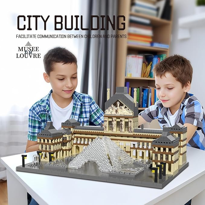 Paris Louvre Museum Building Blocks Iconic Landmark Model Toy for Teens Adults & Collectors 3D Puzzle Set for Educational and Decorative Fun