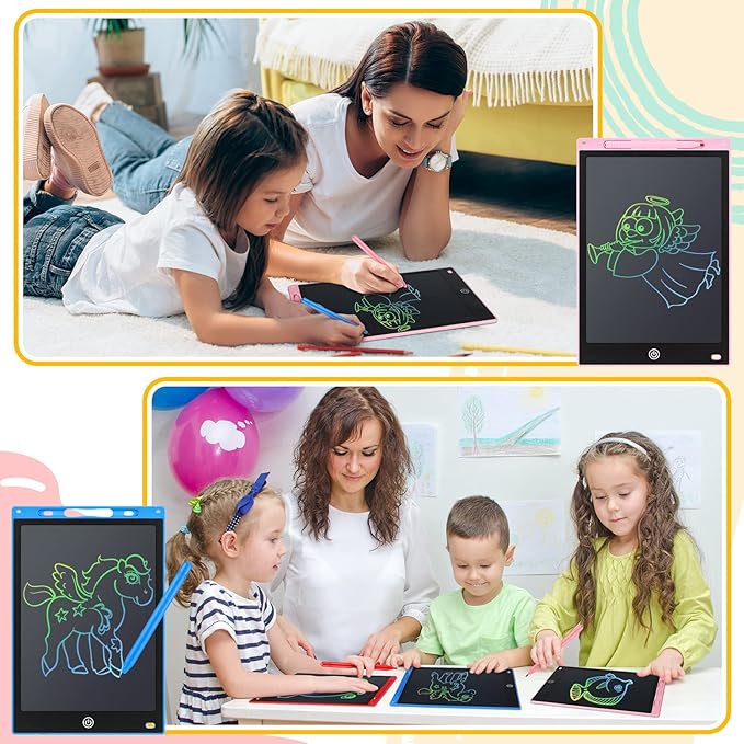 Epakh 4 Pcs 12 Inch LCD Writing Tablet Doodle Board for Kids Digital Erasable Drawing Pad with Colorful Screen Educational Christmas Gift for 3-10 Years Old Girls Boys(Colorful)