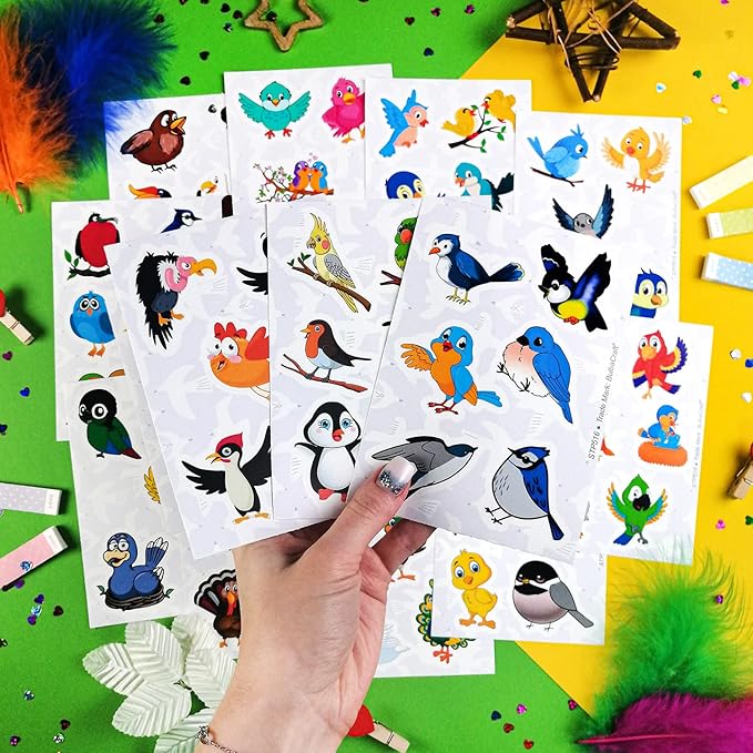 BulbaCraft 100Pcs Bird Stickers, Bird Party Favors, Parrot and Hummingbird Stickers, Gifts for Women & Men