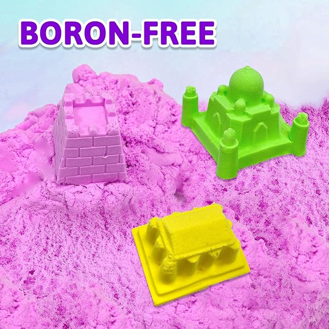 Colorful Stretchy Sensory Sand Kit,Value Pack of 5 Colored Moldable Play Sand for Kids,Bulk Refill for Sensory Bin,Sensory Toys for Molding,Perfect Travel Toys for Girls and Boys Ages 3+