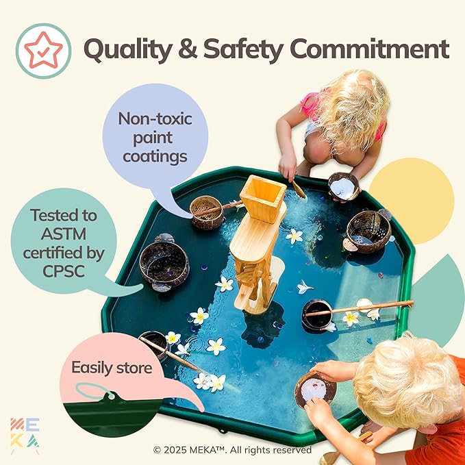 MEKA Tuff Tray for Sensory Play, Sensory Tray for Kids, Toddler Water Table, Tuff Spot Sensory Bin for Toddlers (Dark Green, Small (28" x 28"))