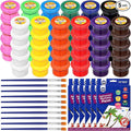 Nuanchu 60 Pcs Spill Proof Paint Set 12 Color Washable Paint for Kids Includes Brushes Craft Supplies for Paper Wood Poster Canvas Art Holiday Gift Kid Toddlers Ages 3+ (5 Set)