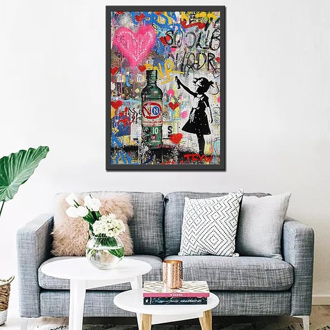Tucocoo Banksy Style Jigsaw Puzzle 1000 Pieces Puzzles for Adults, Graffiti Girl Street Art Jigsaw Puzzles for Challenging Family Activity Games Colorful DIY Handwork Puzzle for Home Decor Gifts