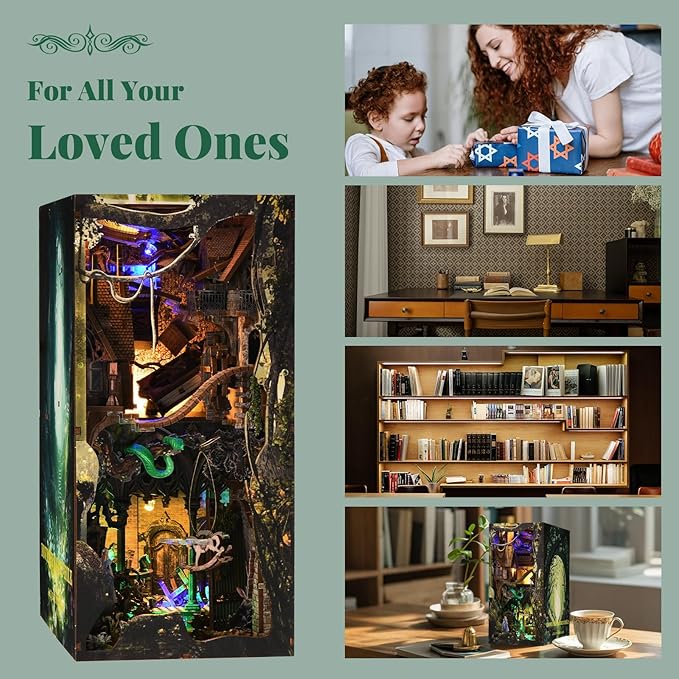 DIY Book Nook Kit, DIY Miniature Dollhouse with Lights for Adults and Teens (Down The Rabbit-Hole Alice in Wonderland)