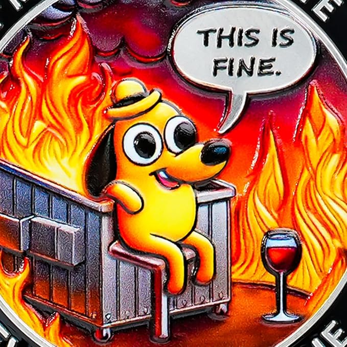 AtSKnSK Memento Mori Coin Momento Mori Coin Skull Coin Stoic Gifts Memento Mori Calendar Living Memento Mori Amor Fati Coin (Calm in The Fire Skeleton Dog)