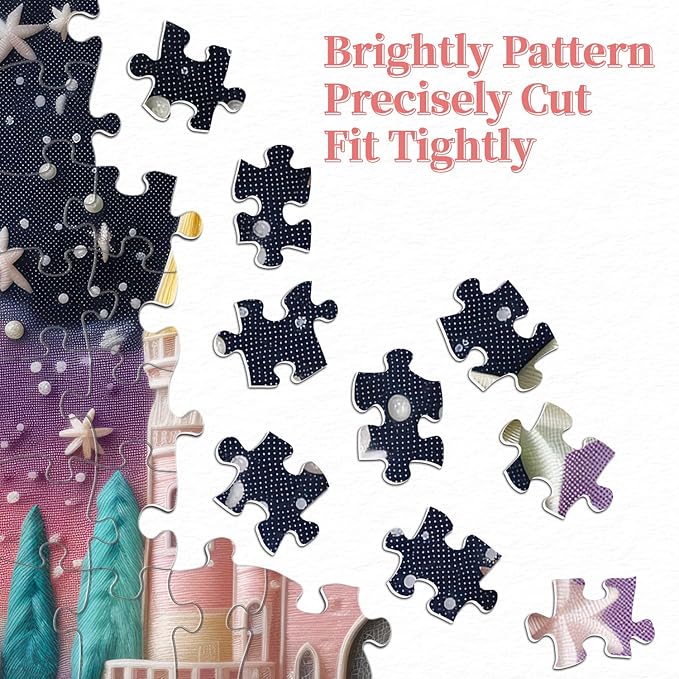 Colorful Fairy Castle Puzzles for Adults 1000 Pieces, Fantasy Rainbow Sky River Jigsaw Puzzles, Round Challenging Impossible Puzzle as Wall Decor