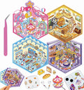DIY 3D House Stickers, 4 Sets Fun DIY Sticker Scene Make Your Own Mini House Cute Cartoon Animal Scene Stickers for Kids Adult Sticker Art Relief Stress Pass The Time