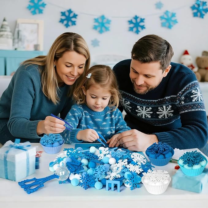212 Pcs Winter Sensory Bin Items Hello Winter Snowflake Counting Sorting Sensory Bin Filler Fine Motor Toys Snowflake Counts Winter Xmas Counting Toys for Preschool Education Activities