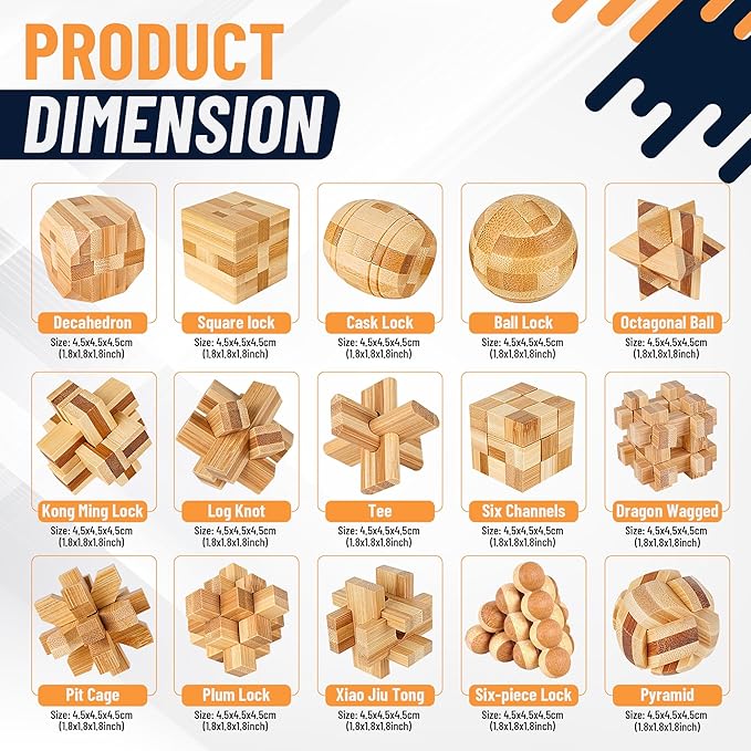 Wooden Brain Teaser Puzzles, 12pcs 3D Brain Teasers for Adults Teens Kids, Logic Mind Puzzle Box Lock Toy Removing Assembling 3D Small Puzzle Gift Set, Small 3D Unique IQ Hand Puzzles