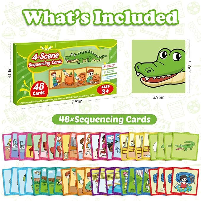 Sequencing Cards,Sequence Board Game for Kids,Speech Therapy Materials Toys for Autism,Story Storytelling,Social Skills,Sentence Building,Preschool Learning Activities,Classroom & Homeschool