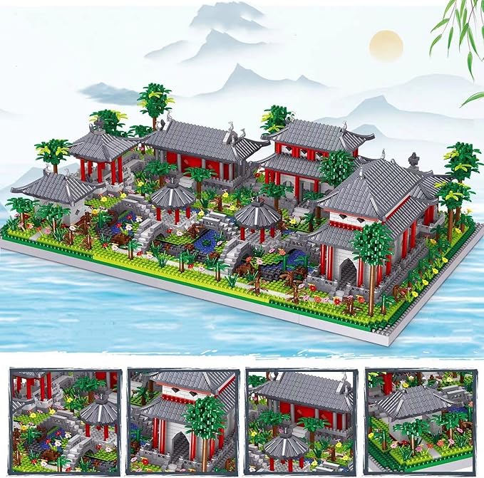 LanZhon Architecture of Suzhou Garden Micro Building Blocks Set,Large Creative Building Set Toys Gifts for Adults and Kids, 3988PCS Micro Mini Bricks Kit for Display