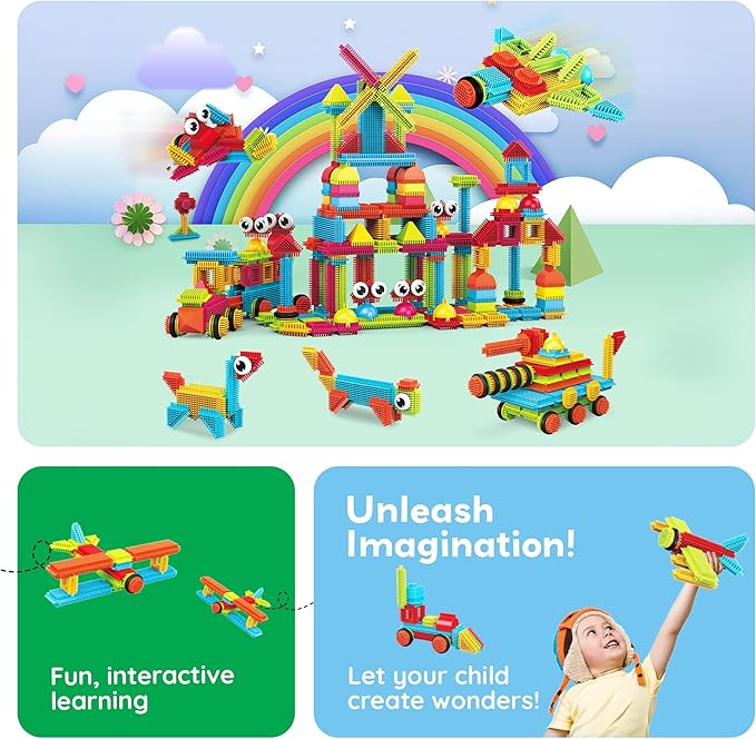 PicassoTiles 240pcs Hedgehog Interlocking Building Shape 3D Blocks, STEAM Educational, Creative, Fun Construction Playset, Sensory Toy Gift for Preschool and Kindergarten Kids, Ages 3 and Up, PTB240