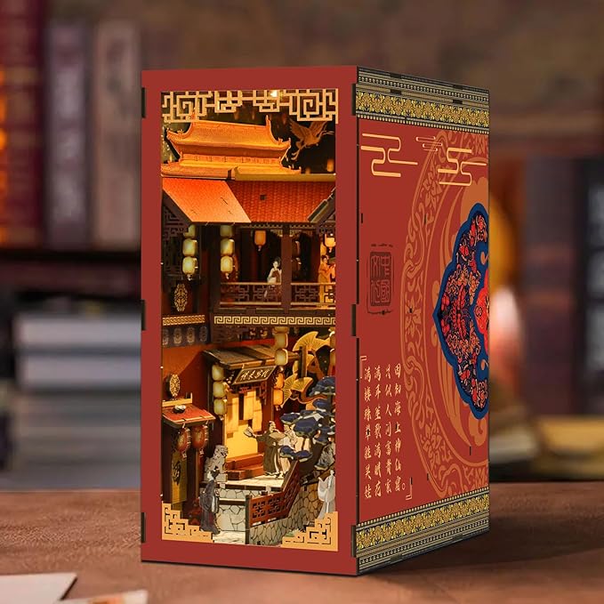 Book Nook Kit - DIY Miniature Dolls House Kit with Furniture and LED Light, 3D Puzzle Wooden Art Bookends, Model Kits for for Adults and Teens (Dream Back to The Tang Dynasty)