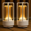 Klarako Crystal Lantern Lamp – Modern Cordless Rechargeable Bedside & Outdoor Light, Portable Wireless – Dimmable Touch Control – Luxury Living Room & Hotel-Style Lighting (Matte White, 2-Pack)