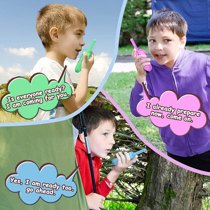 Walkie Talkies for Kids Rechargeable 3 Pack, Providing 48hrs Working Time and Long Range of 3KMs, Best Gift for Kids Aged 3-12 Years (Blue+Green+Purple)