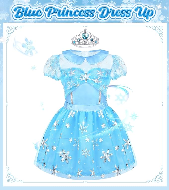 Princess Dress Up Clothes for Little Girls, 16 PCS Princess Toddler Dress Up Costumes, Kids' Dress Up Pretend Play Toys Gifts for Toddlers, Mermaid Dress Up Set with Accessories for Girls 3 4 5 6