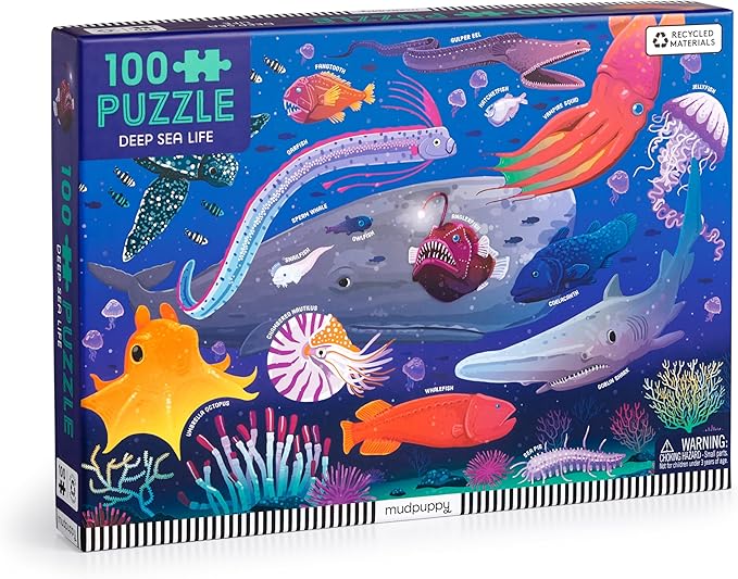 Mudpuppy Deep Sea – 100 Piece Jigsaw Puzzle with Colorful and Fun Illustrations of Ocean Creatures for Children Ages 5 and Up