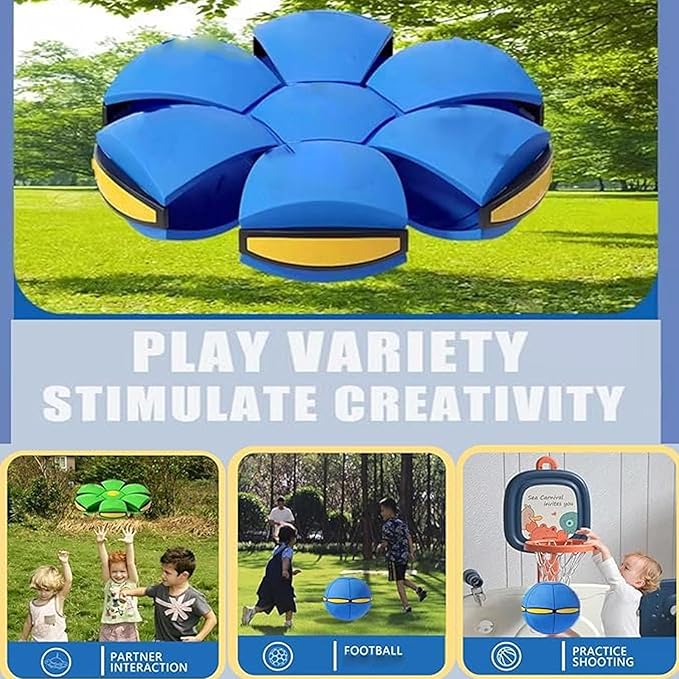 Magic Meta Ball, Children's Bouncing Ball, Magic Metaball, Magical Flying Saucer, Bouncy Balls, Parent-Child Interaction, Interactive Pop-Up Time Delay Transformation Toy Outdoor (pink-4, 6 lights)