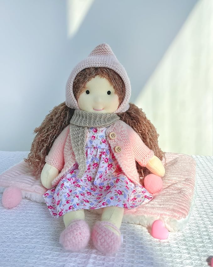 BlissfulPixie Waldorf Doll - Handmade Personalized Plush Collectors Doll for Kids Birthday Present with Beautiful Box - Luna 12"