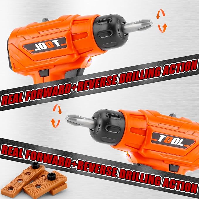 Toy Drill Set for Toddlers 1-3，Electric Power Kids Drill and Screw Set，Kids Pretend Play Tool with Realistic Sound & Action，Preschool STEM Toy for Home & Classroom, Ages 3+