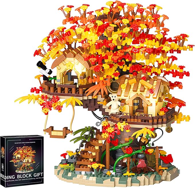 Cherry Blossom Bonsai Tree House Building Blocks Set Plants Flowers Treehouse Architecture Micro Mini Block Kits Gift for Adults and Kids（2725 Pieces）