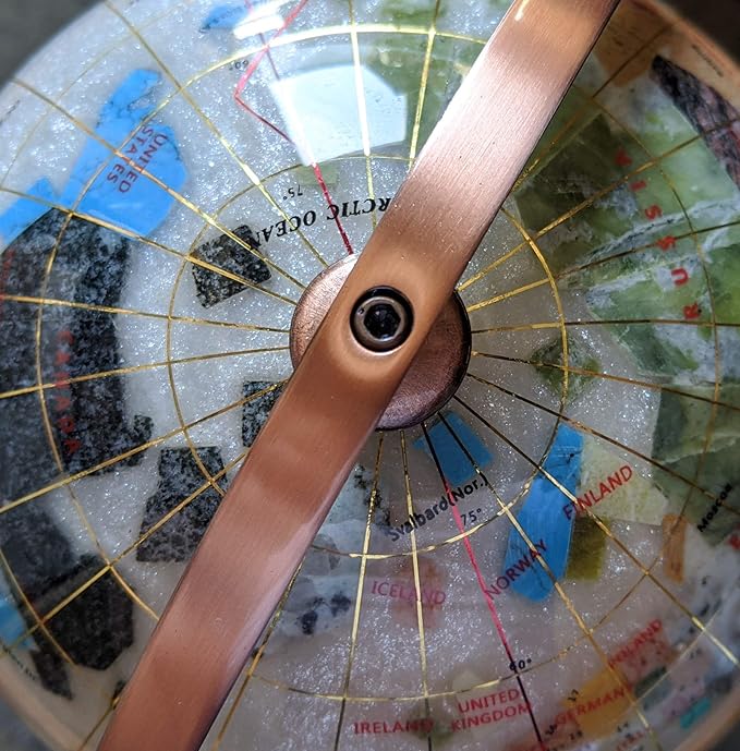 Unique Art 10-Inch Tall Table Top Pearl Ocean Gemstone World Globe with Copper Tripod Stand (150 GT Pearl Copper)