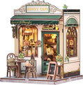 Fsolis Book Nook Kit - DIY Scene Miniature Dollhouse Kit for Adults Bookshelf Puzzle Tiny House Mini Craft Coffee Shop Model Bookshelf Decor Gifts for Women Book Lovers Puzzle Beginners (Sunny Cafe)