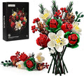 iATOM Christmas Rose Bouquet Building Set, Artificial Flowers Botanical Collection for Adults - Gift for Christmas & Valentines Day - Home Office Table Centerpiece Decor - 11012
