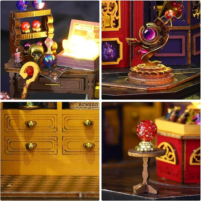 Miniature House Kit, Tiny House Kit with Light, DIY Mini House Building Kits for Adults to Building, Unique Gift for Birthday Christmas, Magic Station