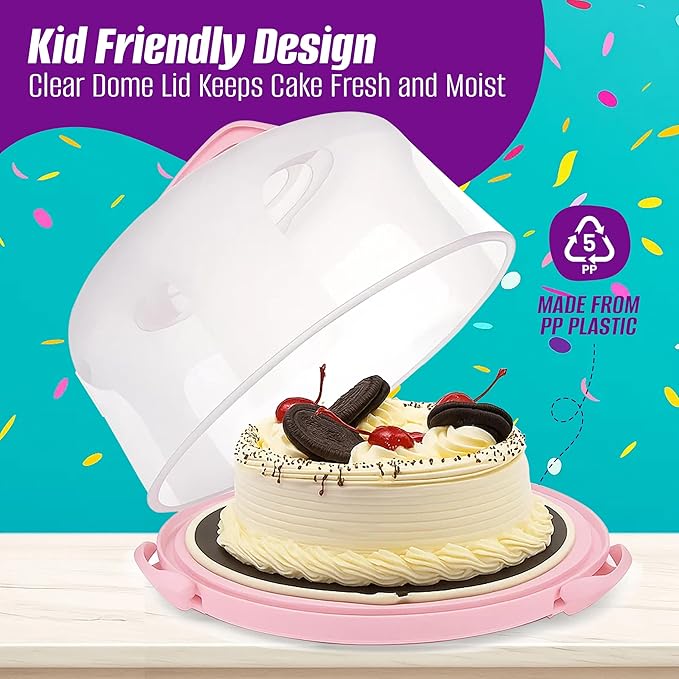 Perlli Kids Cake & Cupcake Baking Set – 51 Pieces Real Utensils & Decorating Kit with Carrier Safe Baking Supplies Gift for Junior Chefs Girls & Boys (Pink)