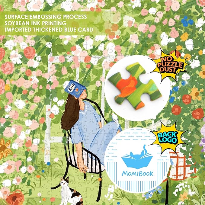 MOMIBOOK Puzzles for Adults 1000 Piece Jigsaw Puzzles of Afternoon Garden, Spring Painting Image Difficult Challenging Hard Impossible Puzzle, Funny Toys & Games Christmas Birthday Gifts